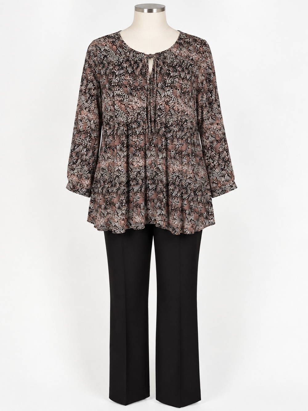 Daniel Rainn Brown Snake-Print Peasant Tunic
